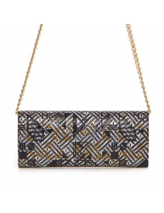 Clutch Piele Naturala Mini Aztec Negru - The5thelement.ro