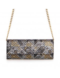 Clutch Piele Naturala Mini Aztec Negru - The5thelement.ro