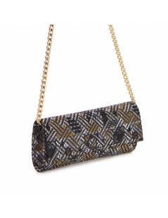 Clutch Piele Naturala Mini Aztec Negru - The5thelement.ro