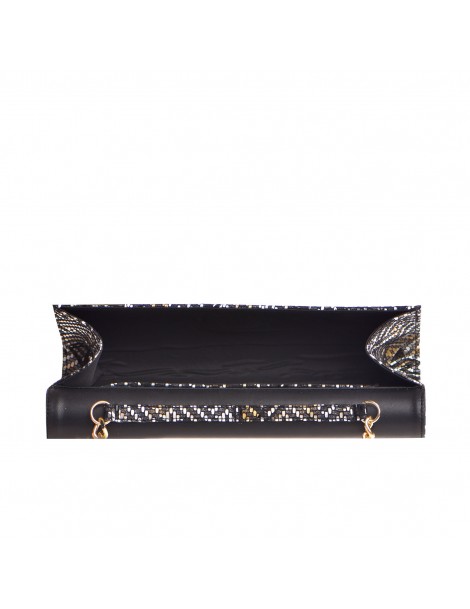 Clutch Piele Naturala Aztec Negru Mini - The5thelement.ro