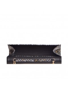 Clutch Piele Naturala Mini Aztec Negru - The5thelement.ro