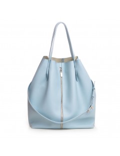 Geanta Dama Piele Naturala Bleu Shopper XL - The5thelement.ro