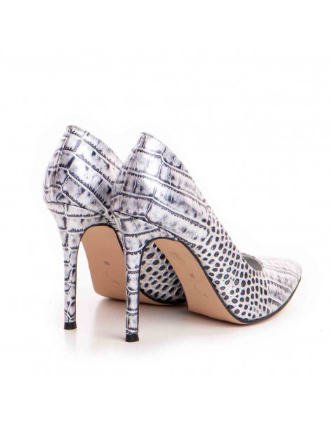 Pantofi stiletto piele naturala Argintiu - The5thelement.ro