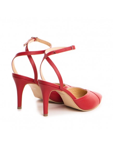 Pantofi stiletto piele naturala Rosu Vivian - The5thelement.ro
