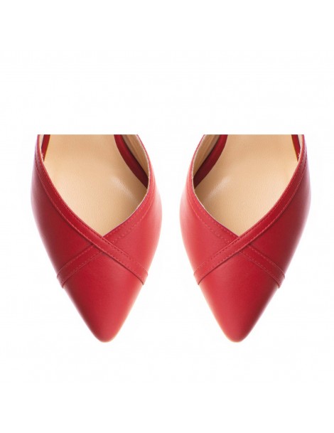Pantofi stiletto piele naturala Rosu Vivian - The5thelement.ro