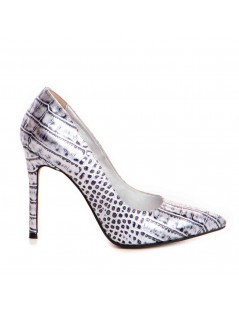 Pantofi stiletto piele naturala Argintiu - The5thelement.ro
