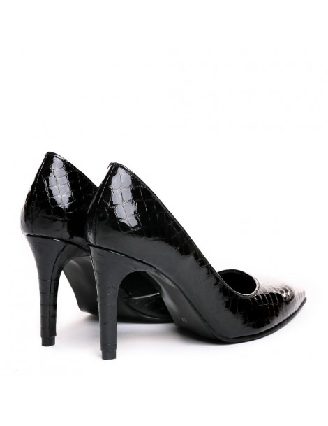 Pantofi stiletto piele naturala Negru Shine Cut - The5thelement.ro