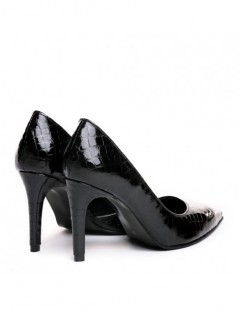 Pantofi stiletto piele naturala Negru Shine Cut - The5thelement.ro