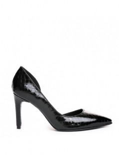 Pantofi stiletto piele naturala Negru Shine Cut - The5thelement.ro
