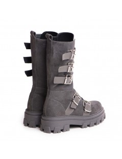 Bocanci dama Piele Naturala Gri Wanda - The5thelement.ro