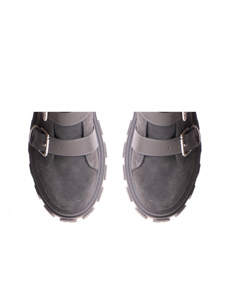 Bocanci dama Piele Naturala Gri Wanda - The5thelement.ro