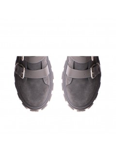 Bocanci dama Piele Naturala Gri Wanda - The5thelement.ro