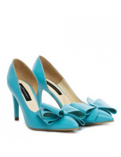 Pantofi Stiletto Piele Naturala Turquoise Cut - The5thelement.ro