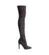 Cizme dama Stretch Over-the-Knee Gri Print Piele Naturala