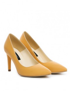 Pantofi dama Stiletto Yellow Mustard Piele Naturala - The5thelement.ro