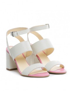 Sandale piele toc gros New Look White - The5thelement.ro