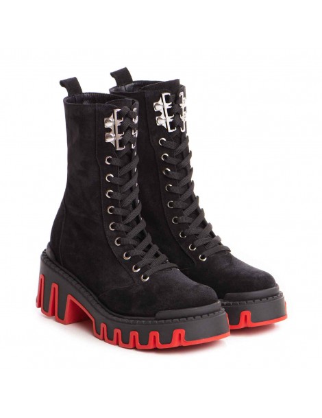 Bocanci dama Piele Naturala Negru Velvet Sheba - The5thelement.ro