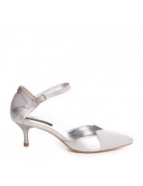 Pantofi mireasa piele naturala Argintiu Coco - The5thelement.ro