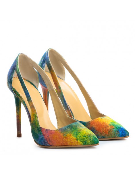 Pantofi stiletto piele naturala Rainbow - The5thelement.ro