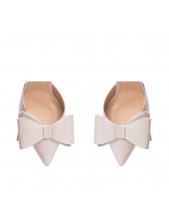 Pantofi Piele Naturala Dama Urban Ivoire cu funda - The5thelement.ro