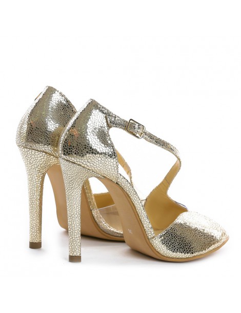Sandale mireasa piele naturala Muse Gold Sparkle - The5thelement.ro