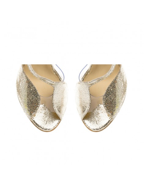 Sandale mireasa piele naturala Muse Gold Sparkle - The5thelement.ro