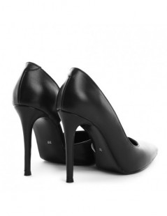 Pantofi stiletto piele naturala Negru Cut Black - The5thelement.ro