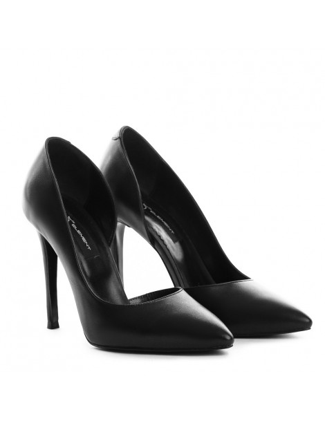Pantofi stiletto piele naturala Negru Cut Black - The5thelement.ro