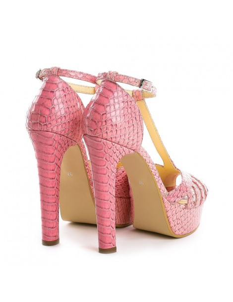 Sandale cu platforma piele naturala Pink Rendez Vous - The5thelement.ro