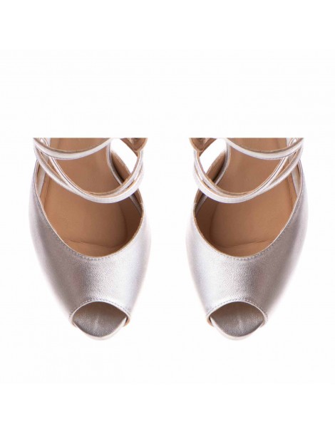 Sandale piele naturala Argintiu Giselle - The5thelement.ro