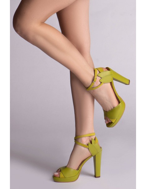 Sandale piele naturala Lime...