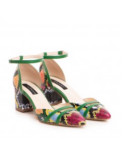 Pantofi cu toc gros piele Verde Adele - The5thelement.ro