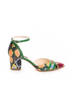 Pantofi cu toc gros piele Verde Adele - The5thelement.ro