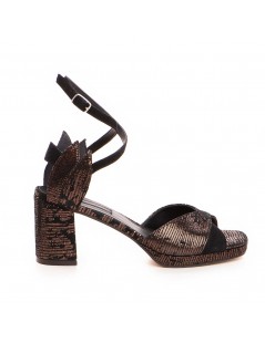 Sandale piele naturala Negru Flowers - The5thelement.ro