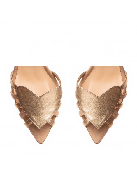 Sandale dama piele naturala Auriu Heart - The5thelement.ro