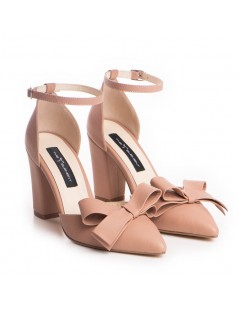 Pantofi Piele Naturala Dama Beige Urban cu funda - The5thelement.ro