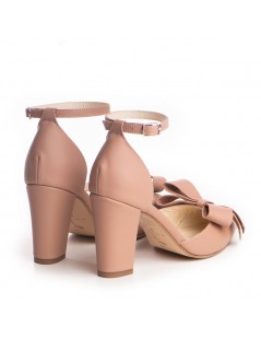 Pantofi Piele Naturala Dama Beige Urban cu funda - The5thelement.ro