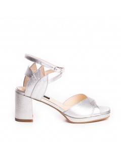 Sandale mireasa piele naturala Argintiu Flowers - The5thelement.ro