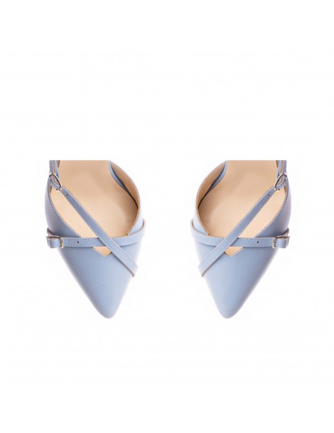 Pantofi stiletto piele naturala Bleu Iza - The5thelement.ro