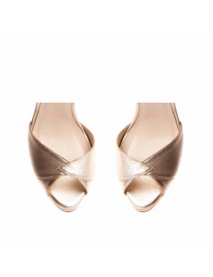 Sandale dama piele naturala Auriu Flowers - The5thelement.ro
