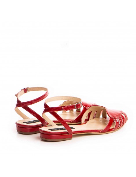 Sandale dama Piele Naturala Rosu Flats Heart - The5thelement.ro