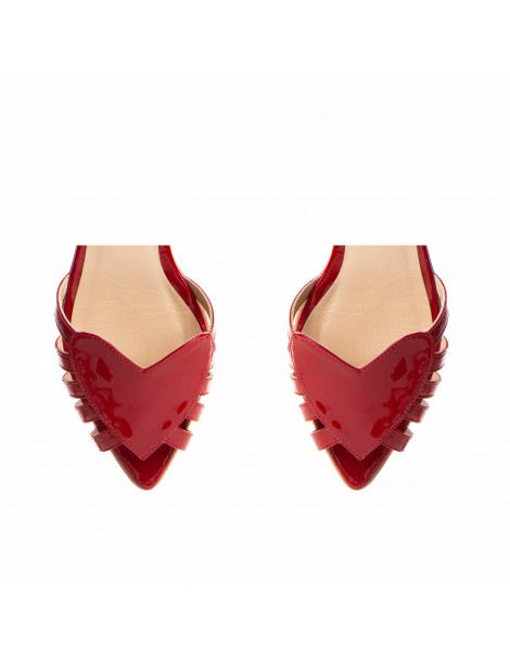 Sandale dama Piele Naturala Rosu Flats Heart - The5thelement.ro