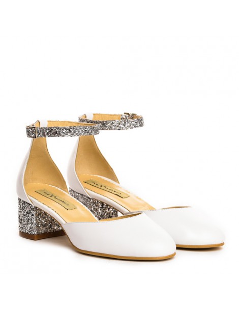 Pantofi dama Piele Naturala Alb Cinderella - The5thelement.ro