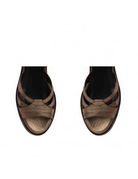 Sandale dama piele fara toc Bronz Amy - The5thelement.ro
