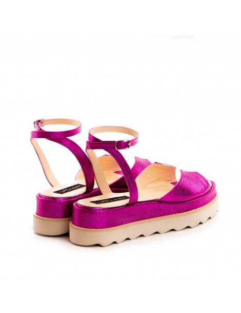 Sandale dama piele fara toc Fucsia Brooklyn - The5thelement.ro