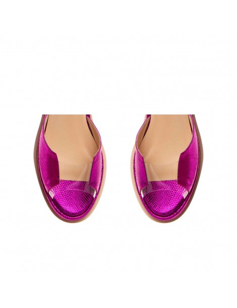 Sandale dama piele fara toc Fucsia Brooklyn - The5thelement.ro