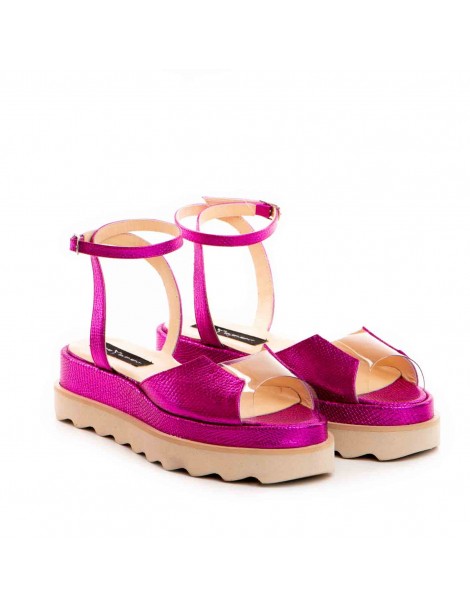 Sandale dama piele fara toc Fucsia Brooklyn - The5thelement.ro