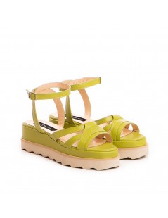 Sandale dama piele fara toc Verde Amy - The5thelement.ro