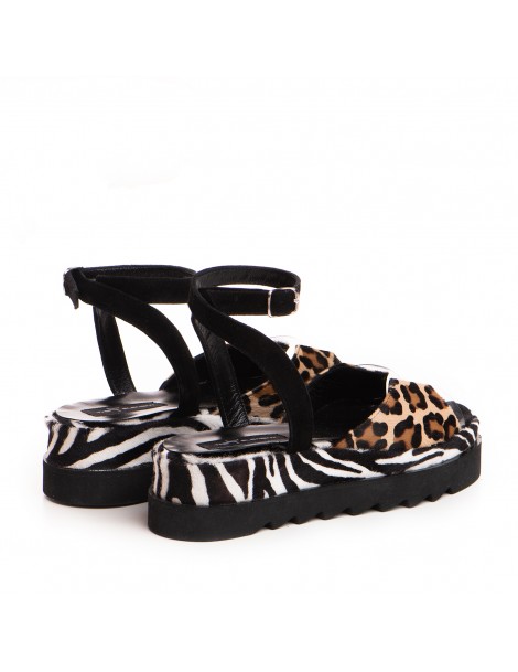Sandale dama piele fara toc Multicolor Brooklyn - The5thelement.ro