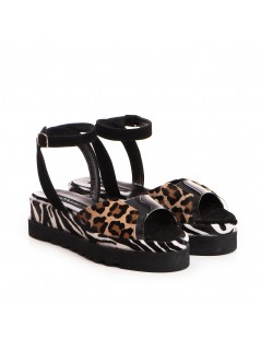 Sandale dama piele fara toc Multicolor Brooklyn - The5thelement.ro